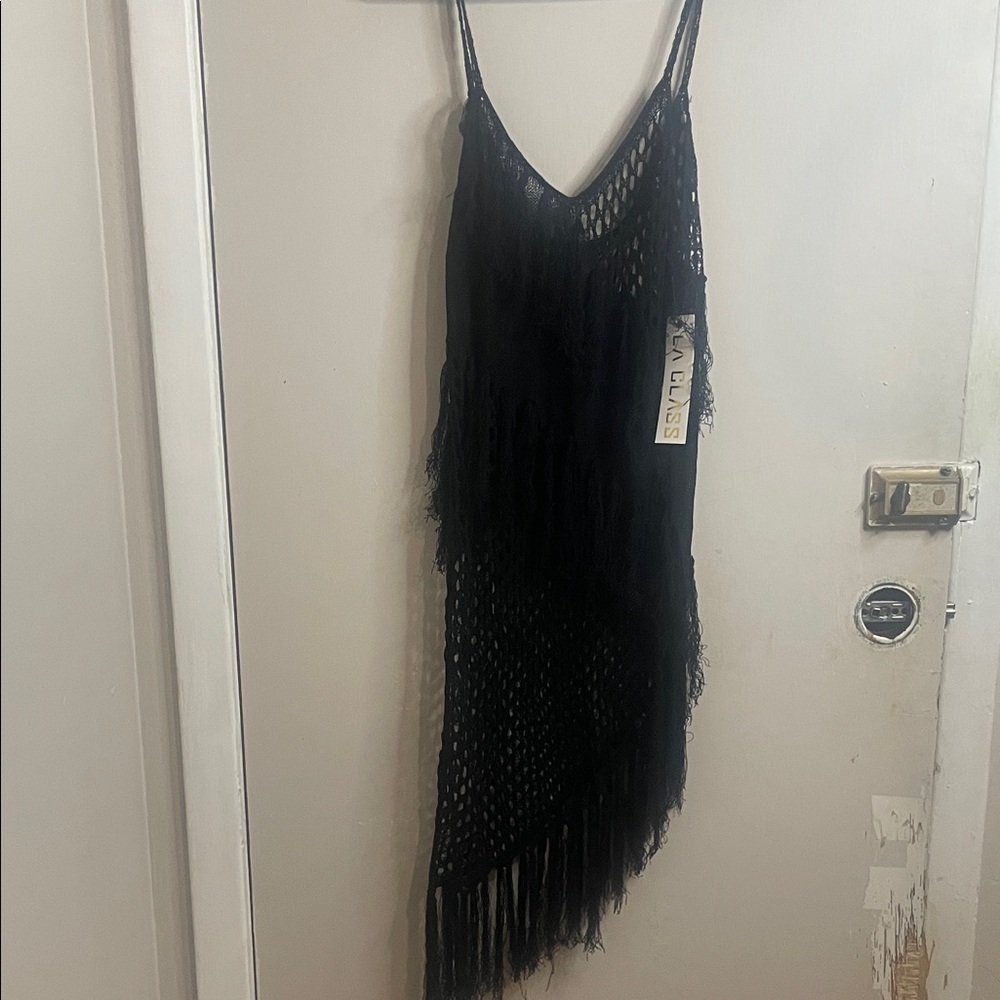Elegant Black Beach Fringe Dress
